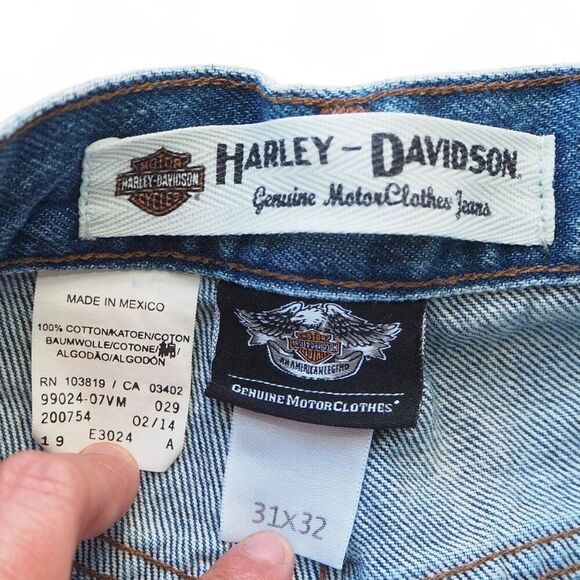 Harley-Davidson Relaxed Straight Leg Distress Medium Wash Jeans Men 31x32 - Picture 3 of 13